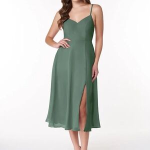 Azazie Green Midi Dress with Slit